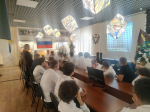 Сотрудник следственного управления принял участие в проведении открытого урока, приуроченного ко Дню воссоединения ДНР, ЛНР, Запорожской и Херсонской областей с Россией